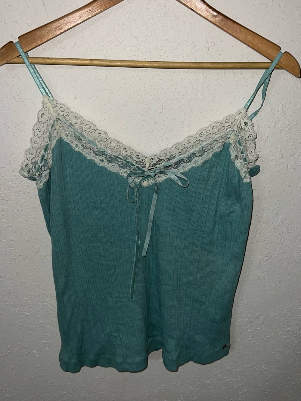 The Limited Blue Lace Trim Ribbed Tank Top Size Large.
